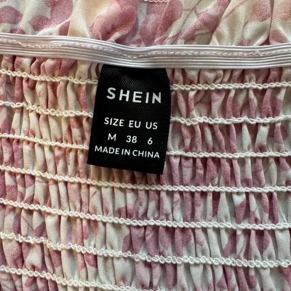 Women’s Floral Pink Shein Mini Dress- Size M - Picture 5 of 11